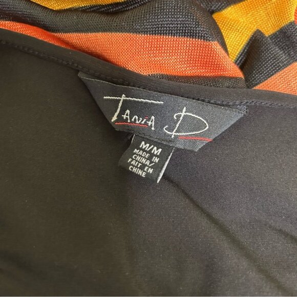 Tania D Asymmetrical Hem Orange Black Tank Top Size M - Picture 4 of 5